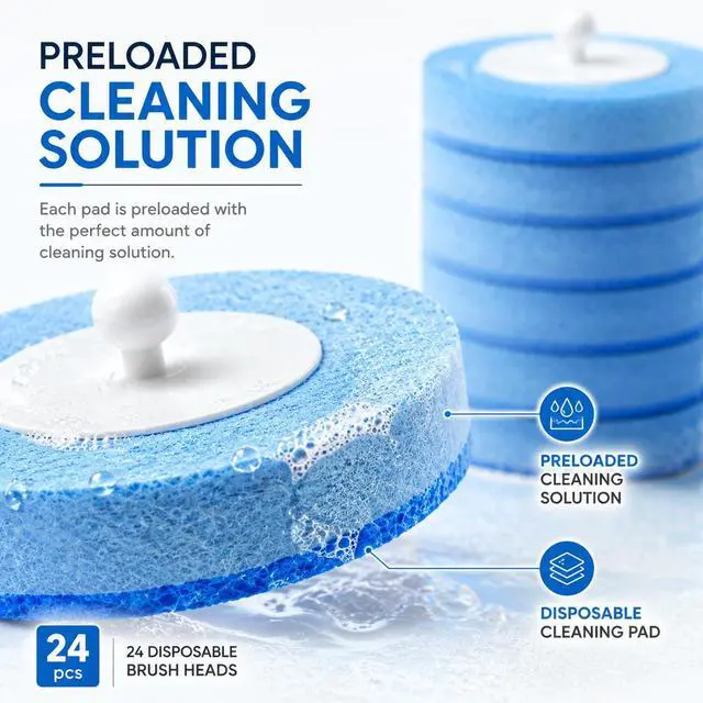Alt view image 6 of 7 - 24PCS Disposable Toilet Brush Refills, Replacement Pads for Toilet Wand, Replacement Heads for Hard Water Stains & Limescale (Blue)