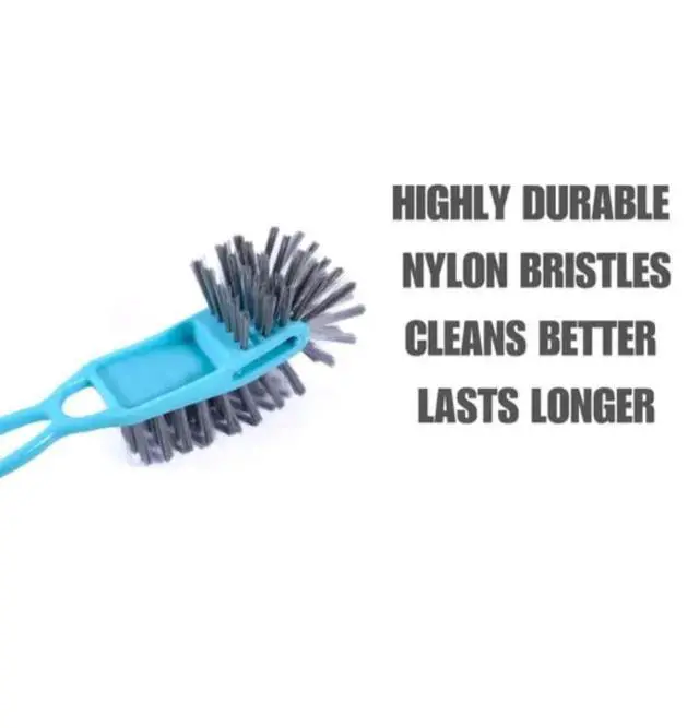 Alt view image 4 of 6 - Plastic Double Hockey Shape Toilet Brush with Holder Stand, Multicolor, Nylon Bristles, Long Handle, Space-Saving Design, 15L x 11W x 49H Centimeters