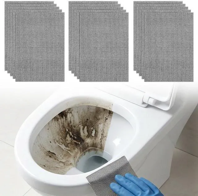 Main image of 15PCS Cleaning Screens for Toilets, 5.5x4 Inch Flexible Mesh Pads Bowl Screen for Household Cleaning, Hard Water Scrubbing Pad, Toilet Ring Remover Pads for Bowls Toilet Grills Rust Scale
