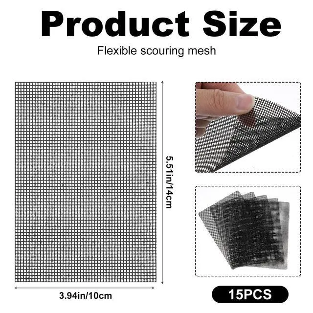 Alt view image 2 of 7 - 15PCS Cleaning Screens for Toilets, 5.5x4 Inch Flexible Mesh Pads Bowl Screen for Household Cleaning, Hard Water Scrubbing Pad, Toilet Ring Remover Pads for Bowls Toilet Grills Rust Scale