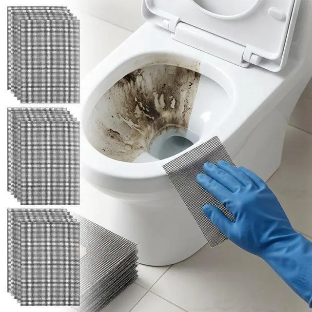 Alt view image 7 of 7 - 15PCS Cleaning Screens for Toilets, 5.5x4 Inch Flexible Mesh Pads Bowl Screen for Household Cleaning, Hard Water Scrubbing Pad, Toilet Ring Remover Pads for Bowls Toilet Grills Rust Scale