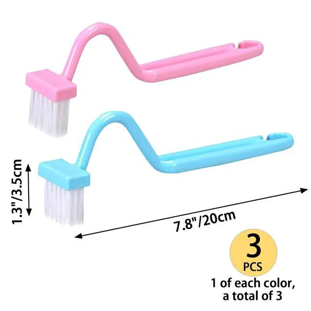 Alt view image 2 of 6 - 3PCS V Shaped Plastic Brush, Small Cleaning Tool for Bathroom, Toilet | Corner Deep Cleaning