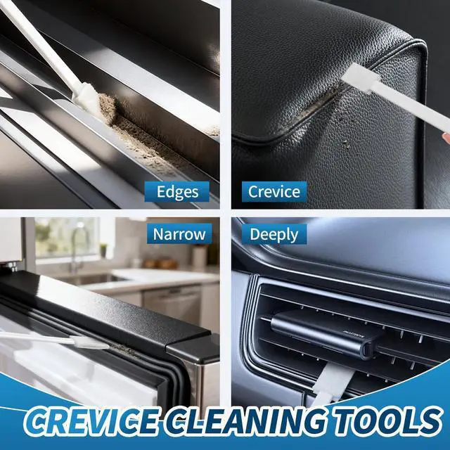 Alt view image 2 of 5 - 42 Pcs Disposable Crevice Cleaning Brush Set for Small Spaces | Scrub toilet corners, tracks, grooves, vents & fridge gaps. Disposable heads use & toss