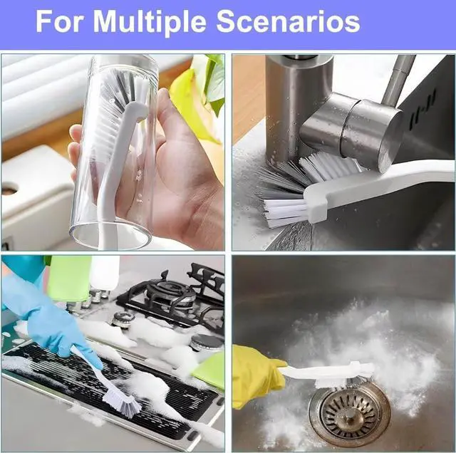 Alt view image 4 of 7 - Grout Tile Brush, Under Rim Toilet Brush, Crevice Cleaning Brush Gap Cleaner Tool for Bathroom/Shower/Kitchen/Window Groove Corner Rim Cleaning
