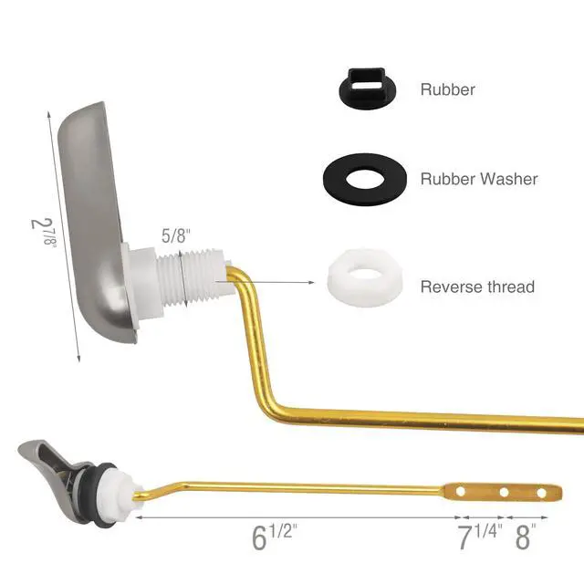 Alt view image 6 of 7 - Toilet Handle Replacement Kit, Toilet Flush Handle with Stainless Steel Flapper Chains, Universal Toilet Lever for Most Side Mount Toilets, Brushed Nick Toilet Flush Lever