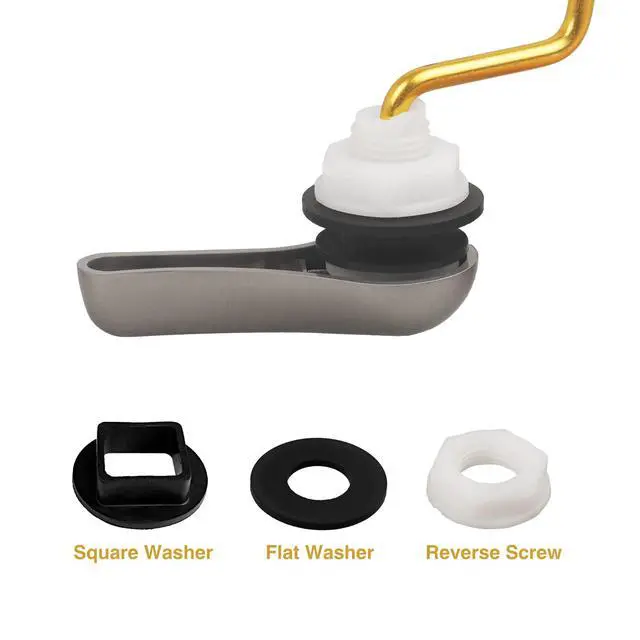 Alt view image 7 of 7 - Toilet Handle Replacement Kit, Toilet Flush Handle with Stainless Steel Flapper Chains, Universal Toilet Lever for Most Side Mount Toilets, Brushed Nick Toilet Flush Lever