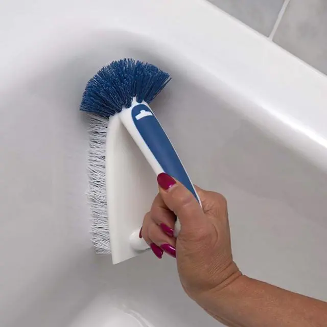 Alt view image 4 of 4 - 2-in-1 Bath and Tile Scrubber Brush Tool, Crevice Cleaning Supplies, Dishwasher Safe, Rounded Bristles for Bathroom Scrubbing, Great for Tile, Bathtubs, and Showers