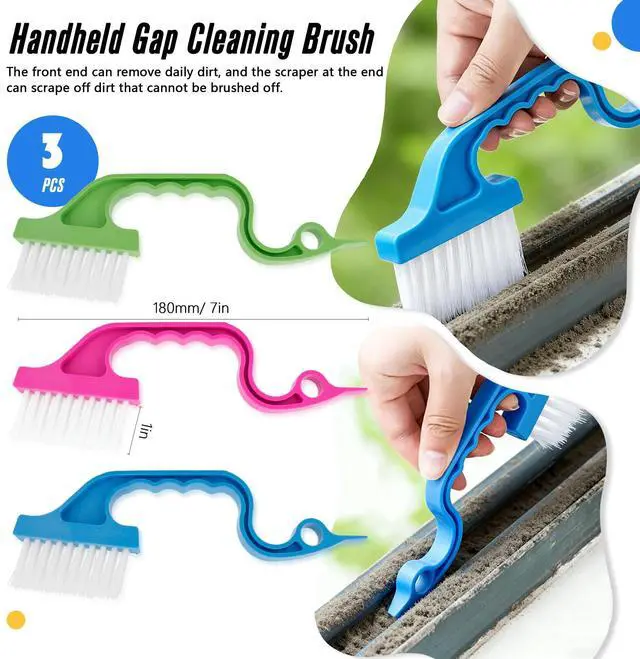 Alt view image 4 of 7 - 15Pcs Crevice Cleaning Brush Groove Gap Hard Bristle Cleaning Tool Small Clean Brush for Cleaning Sink Toilet Kitchen Door Window Track Cup Teapot