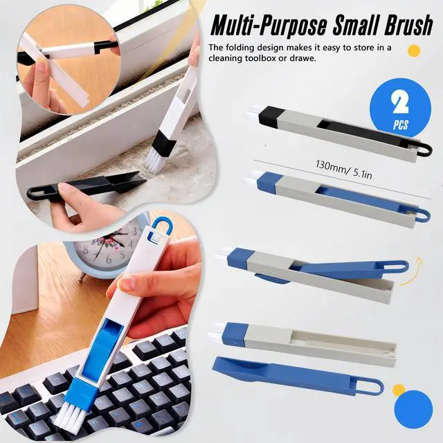 Alt view image 6 of 7 - 15Pcs Crevice Cleaning Brush Groove Gap Hard Bristle Cleaning Tool Small Clean Brush for Cleaning Sink Toilet Kitchen Door Window Track Cup Teapot