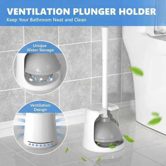 Alt view image 5 of 7 - Toilet Plunger with Holder, Plungers for Bathroom Heavy Duty for 5.3-inch Toilet Drain, Toilet Plunger and Holder Combo for Bathroom Cleaning