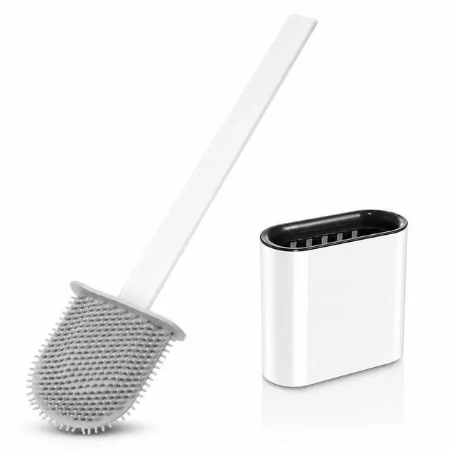 Main image of RV Toilet Bowl Brush Silicone Bristles Toilet Brush and Holder Set | Compact Size Toilet Cleaner Brush Drill-Free Wall-Mounted Toilet Cleaning Brush Anti-Roll & Anti-Drip for RV Toilets, Campers