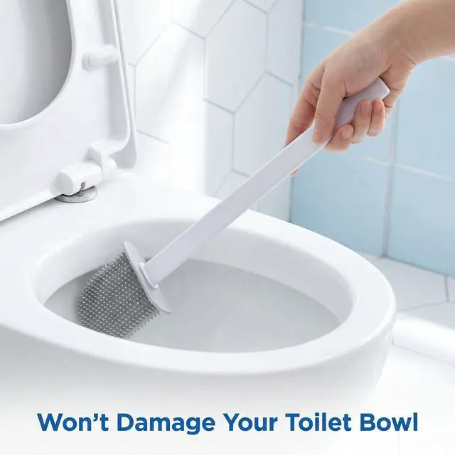 Alt view image 6 of 7 - RV Toilet Bowl Brush Silicone Bristles Toilet Brush and Holder Set | Compact Size Toilet Cleaner Brush Drill-Free Wall-Mounted Toilet Cleaning Brush Anti-Roll & Anti-Drip for RV Toilets, Campers