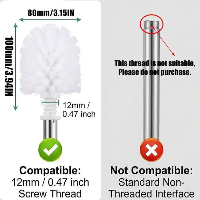 Alt view image 2 of 6 - 4Pcs Toilet Bowl Brush Replacement Head, Universal Toilet Brush Head Replacement, Ball Shaped Toilet Brushes Heads, for Home Hotel Bathroom Cleaning Tool(White)