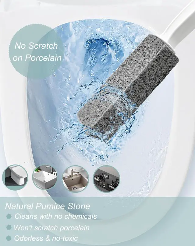 Alt view image 4 of 7 - Pumice Stone Toilet Brush for Cleaning Toilet Bowl with Handle, Pumice Stick Pumice Scouring Pad for Cleaning, 4 Pack