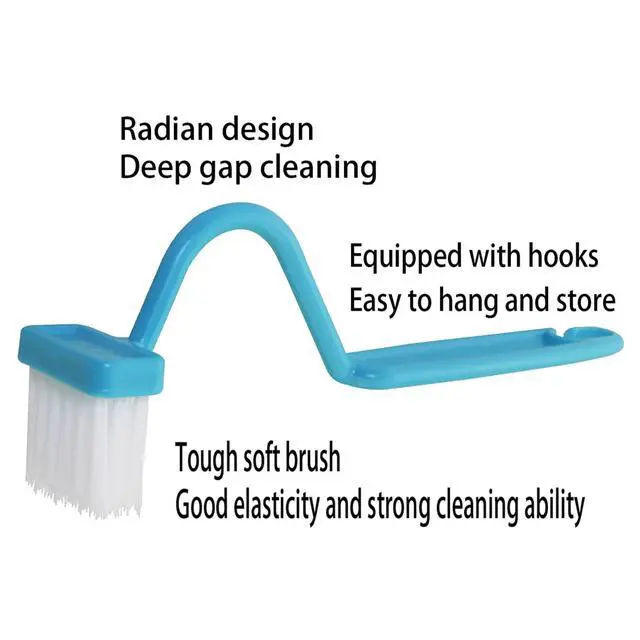 Alt view image 2 of 5 - 4PCS V-Shape Plastic Curved Brush Blue 7.9x1.4 inch Toilet Corner Edge Cleaning Brush S-Shape Toilet Cleaning Brush Curved Handle Sanitary Brush Bathroom Brush