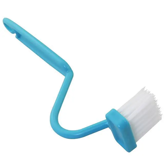 Alt view image 3 of 5 - 4PCS V-Shape Plastic Curved Brush Blue 7.9x1.4 inch Toilet Corner Edge Cleaning Brush S-Shape Toilet Cleaning Brush Curved Handle Sanitary Brush Bathroom Brush