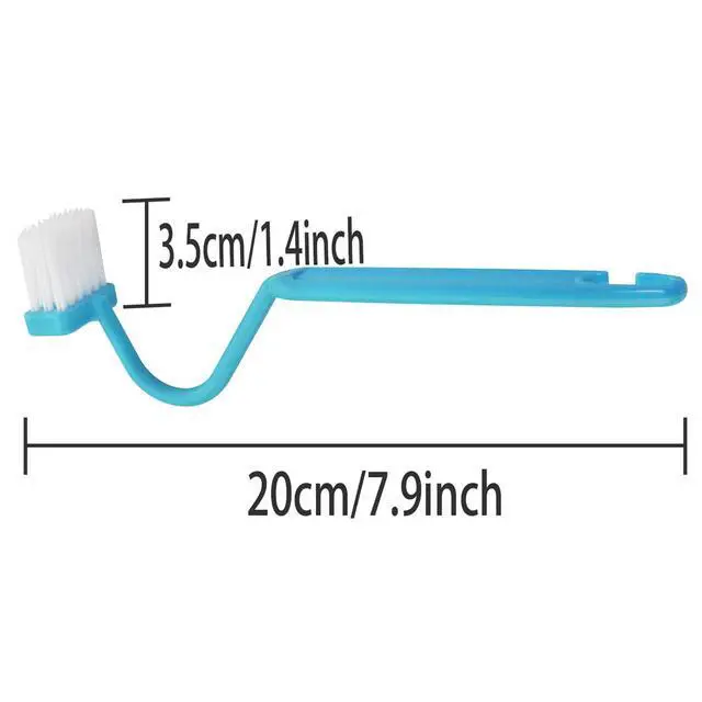 Alt view image 4 of 5 - 4PCS V-Shape Plastic Curved Brush Blue 7.9x1.4 inch Toilet Corner Edge Cleaning Brush S-Shape Toilet Cleaning Brush Curved Handle Sanitary Brush Bathroom Brush