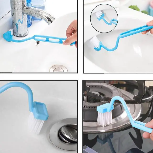 Alt view image 5 of 5 - 4PCS V-Shape Plastic Curved Brush Blue 7.9x1.4 inch Toilet Corner Edge Cleaning Brush S-Shape Toilet Cleaning Brush Curved Handle Sanitary Brush Bathroom Brush