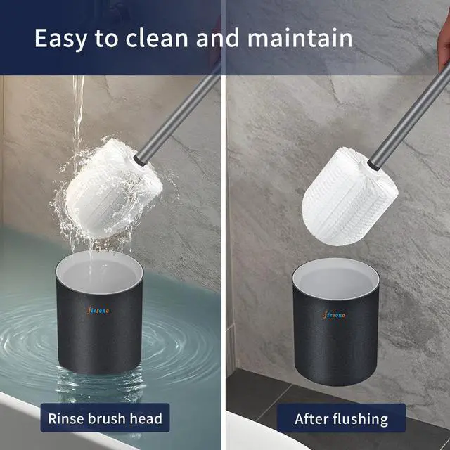 Alt view image 4 of 6 - Toilet Brush and Holder, Stainless Steel Toilet Bowl Brush with Light Handle and Durable Bristles for Bathroom Cleaning