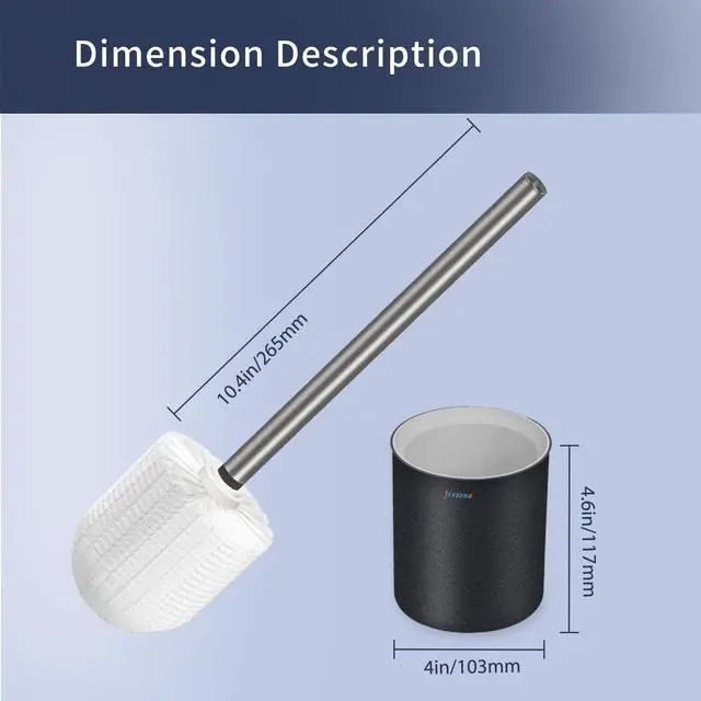 Alt view image 5 of 6 - Toilet Brush and Holder, Stainless Steel Toilet Bowl Brush with Light Handle and Durable Bristles for Bathroom Cleaning