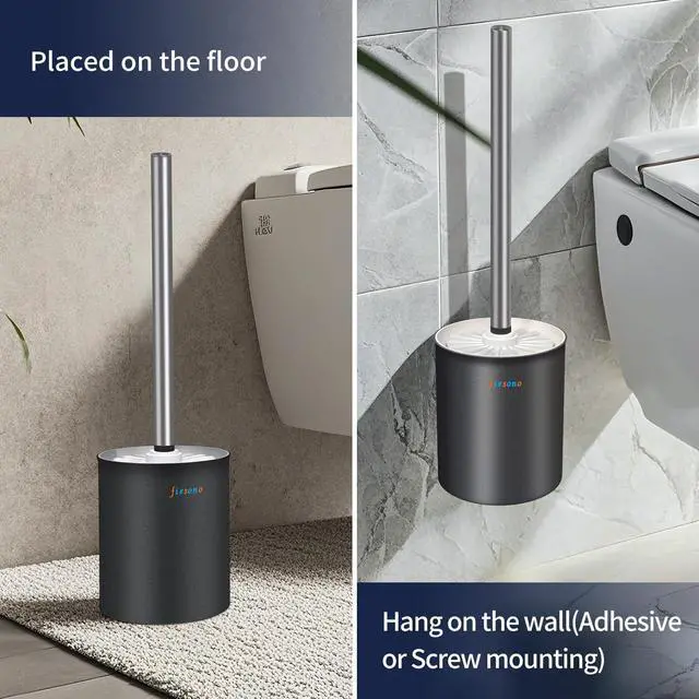 Alt view image 6 of 6 - Toilet Brush and Holder, Stainless Steel Toilet Bowl Brush with Light Handle and Durable Bristles for Bathroom Cleaning