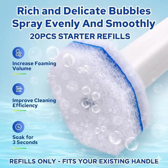 Alt view image 3 of 6 - 20pcs Disposable Toilet Brush Refills, Replacement Scrubber Heads | Compatible with most toilet cleaning wands and systems, easy disposable refill heads for quick bathroom cleaning