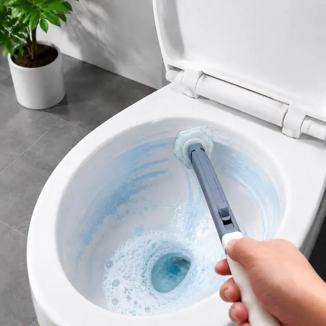 Alt view image 6 of 6 - Disposable Toilet Brush Starter Set with 10 Replacement Pads, Touchless Toilet Cleaning System, Compatible with Clorox Toilet Wand Refills for Bathroom Toilets