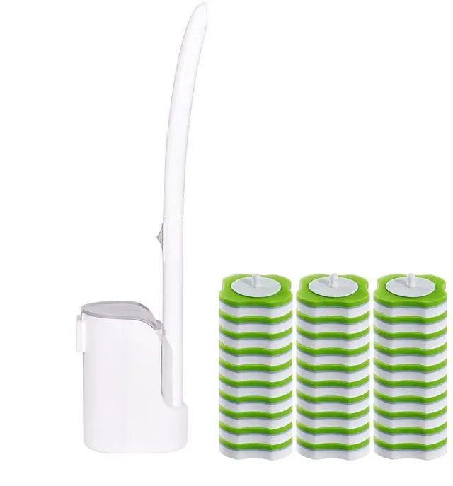 Main image of Disposable Toilet Brush and Holder Set,30 Magic Sponge Eraser Refills | Wall Mounted,Deep Clean, Multi-Surface Cleaning,for Toilet Bowl Cleaners,Bathroom Cleaning, Bathtub