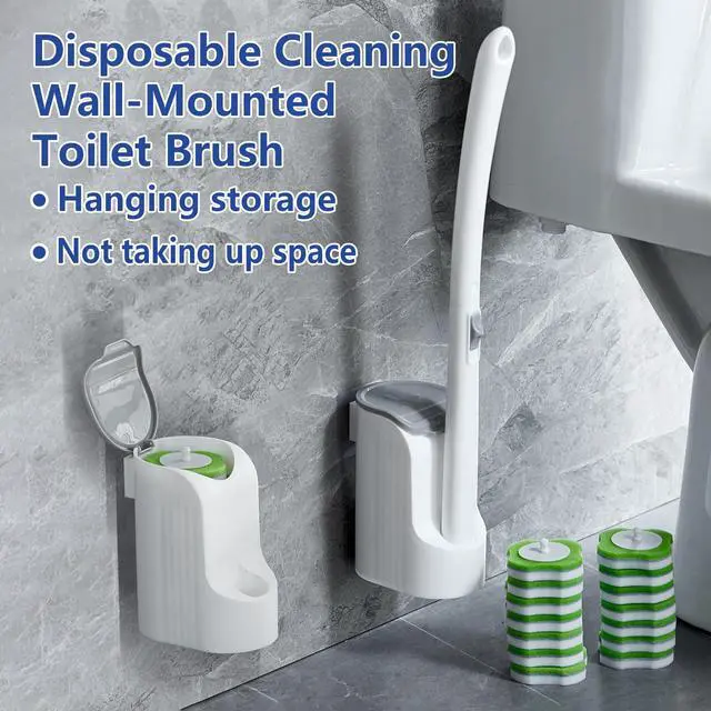 Alt view image 2 of 6 - Disposable Toilet Brush and Holder Set,30 Magic Sponge Eraser Refills | Wall Mounted,Deep Clean, Multi-Surface Cleaning,for Toilet Bowl Cleaners,Bathroom Cleaning, Bathtub