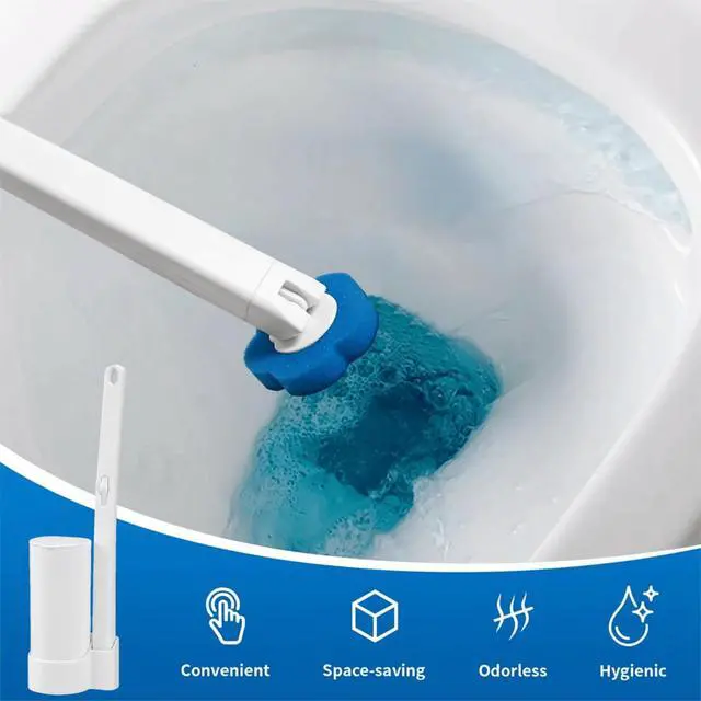 Alt view image 4 of 7 - Disposable Toilet Brush Wand Starter Kit with 24 Pre-Loaded Cleaner-Infused Refills, Wall Mounted Toilet Bowl Cleaner System with Holder, Space-Saving Bathroom Cleaning Supplies for Home, RV