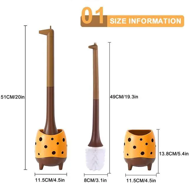 Alt view image 2 of 7 - Toilet Brush, Giraffe Shape,1-Pack | Cute Shape Look, PP Bristles Round Brush, Compact Size, Floor Standing