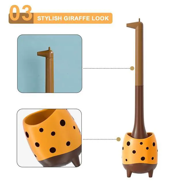 Alt view image 4 of 7 - Toilet Brush, Giraffe Shape,1-Pack | Cute Shape Look, PP Bristles Round Brush, Compact Size, Floor Standing