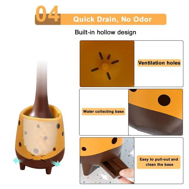 Alt view image 5 of 7 - Toilet Brush, Giraffe Shape,1-Pack | Cute Shape Look, PP Bristles Round Brush, Compact Size, Floor Standing