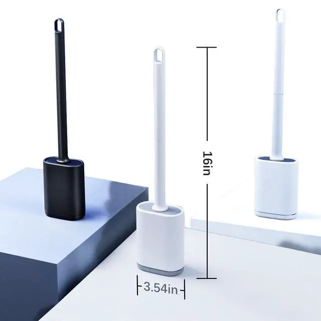 Alt view image 6 of 7 - Dual-Sided RV Silicone Toilet Brush with TPR Bristles & Detachable ABS Handle Set, Wall Mountable Toilet Bowl Brush,Flexible Cleaners Brushes for 360°Deep Cleaning Bathroom/Camper (Black)