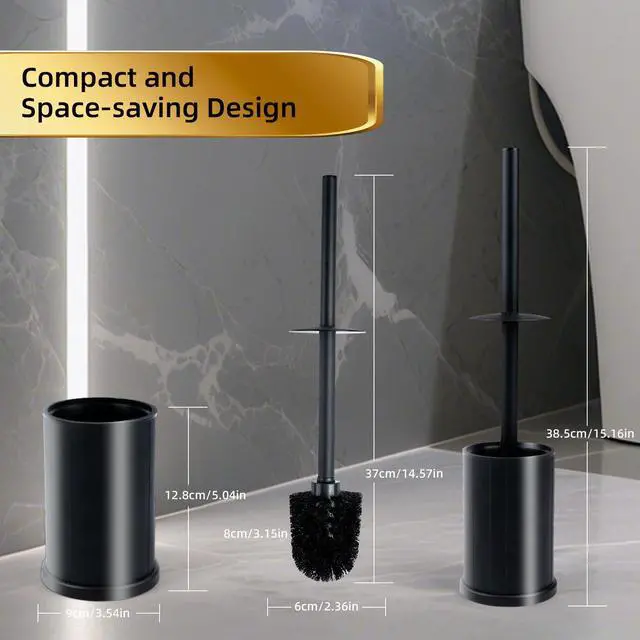 Alt view image 3 of 6 - Toilet Bowl Brush and Holder Long Handle Toilet Brush for Bathroom Toilet Scrubbing Brush with Stainless Steel Base for Domestic Deep Cleaning Under Rims (Black 1)