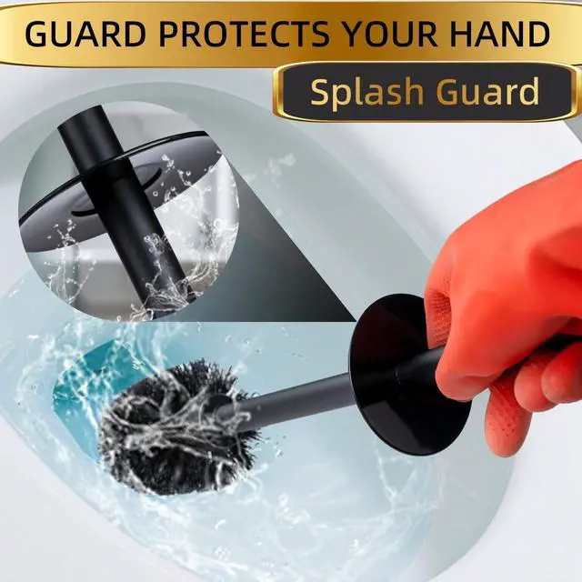 Alt view image 6 of 6 - Toilet Bowl Brush and Holder Long Handle Toilet Brush for Bathroom Toilet Scrubbing Brush with Stainless Steel Base for Domestic Deep Cleaning Under Rims (Black 1)