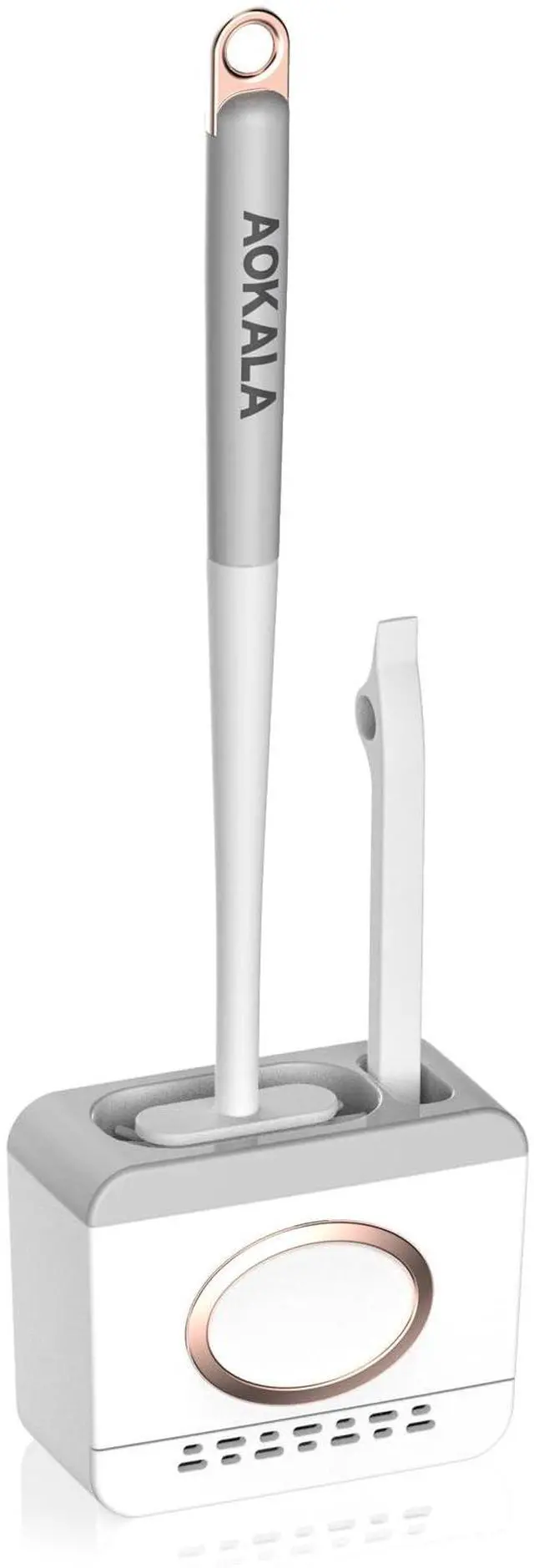 Main image of Toilet Bowl Cleaning Set - Silicone Brush with Holder, Deep Cleaning Scrubber - Light Gray