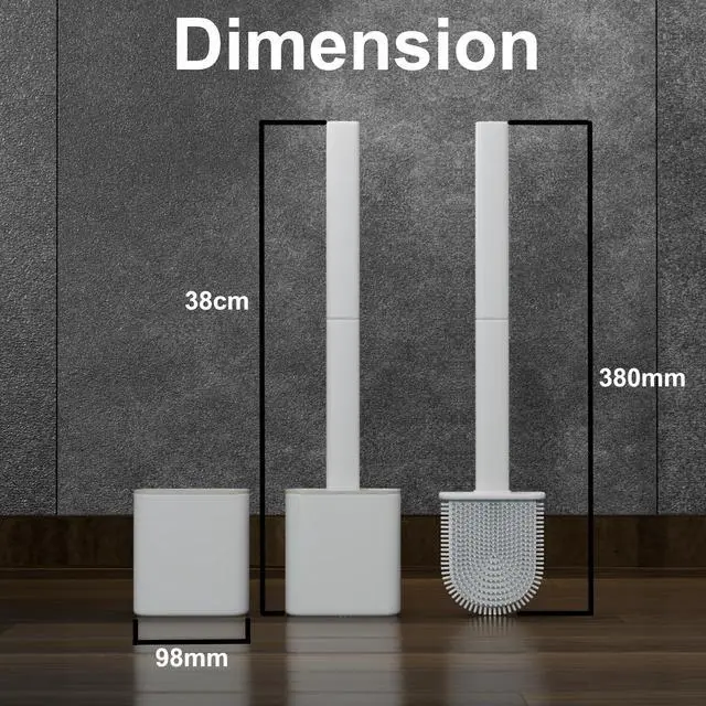 Alt view image 2 of 7 - Silicone Toilet Brushes & Holders Pack of 2 Long Non-Slip Handle, Flexible Bristles for Easy Cleaning Modern Drip-Free Base, Durable White Bathroom Toilet Brush Set with Holder