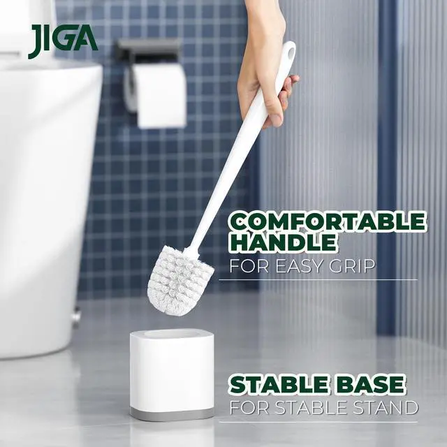 Alt view image 5 of 7 - Toilet Bowl Brush and Holder, White, 2 Pack | Deep Cleaning, Ergonomic Handle, Modern Design, with Groove Gap Brushes, Space Saving, Bathroom Accessories