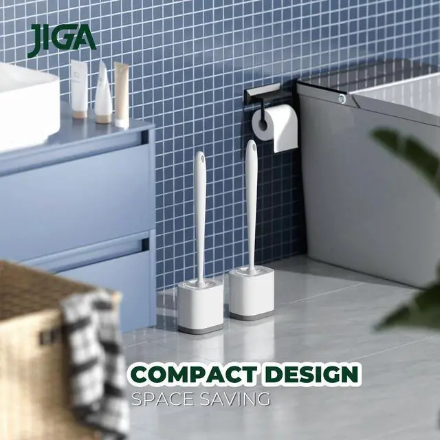 Alt view image 7 of 7 - Toilet Bowl Brush and Holder, White, 2 Pack | Deep Cleaning, Ergonomic Handle, Modern Design, with Groove Gap Brushes, Space Saving, Bathroom Accessories