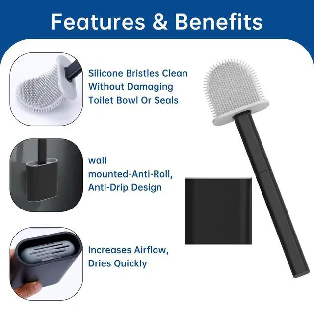 Alt view image 2 of 7 - RV Toilet Bowl Brush - Silicone Bristles, Gentle on Toilets | Wall-Mounted for RVs, Trailers, Campers | Anti-Roll, Anti-Drip Design for Travel-Friendly Convenience