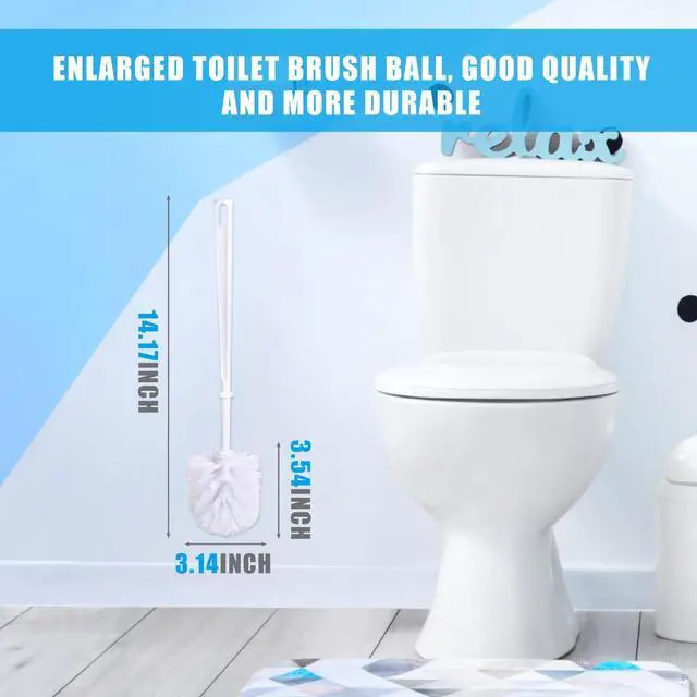Alt view image 2 of 6 - 1 Pcs White Toilet Bowl Brush, Soft Bristle Bathroom Scrubber with Long Plastic Handle, Cleaning Brushes for Household, Commercial & Hospitality