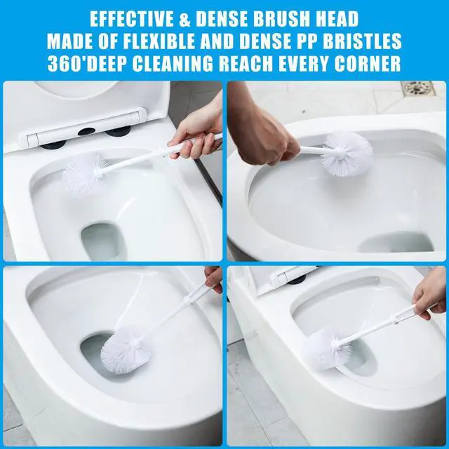 Alt view image 4 of 6 - 1 Pcs White Toilet Bowl Brush, Soft Bristle Bathroom Scrubber with Long Plastic Handle, Cleaning Brushes for Household, Commercial & Hospitality