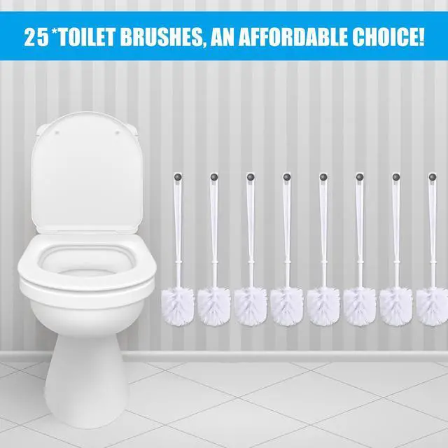 Alt view image 6 of 6 - 1 Pcs White Toilet Bowl Brush, Soft Bristle Bathroom Scrubber with Long Plastic Handle, Cleaning Brushes for Household, Commercial & Hospitality