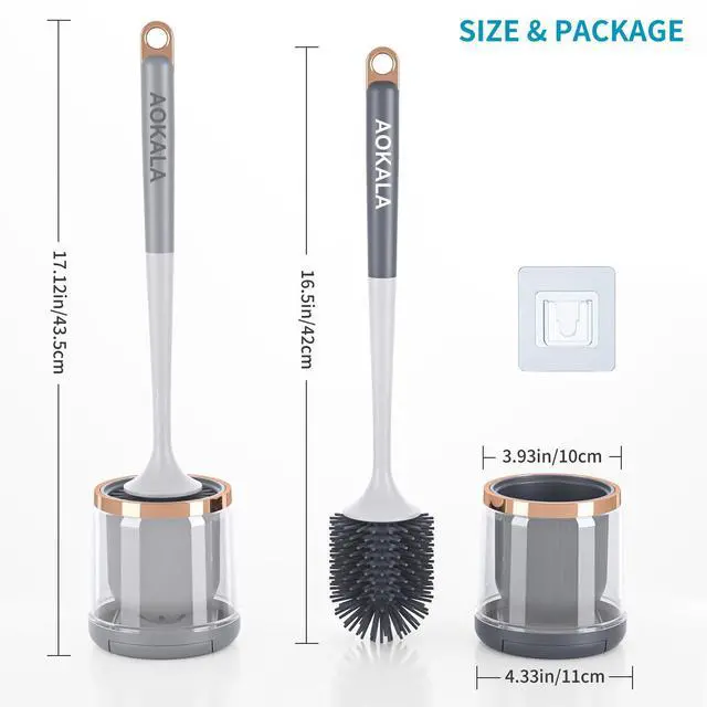 Alt view image 7 of 7 - Silicone Toilet Brush and Holder Set, Toilet Bowl Brush with Tweezers Long Handle, Toilet Cleaner Brush for Bathroom Deep Cleaning, Elegant Toilet Scrubber Bathroom Accessories (Dark Gray)