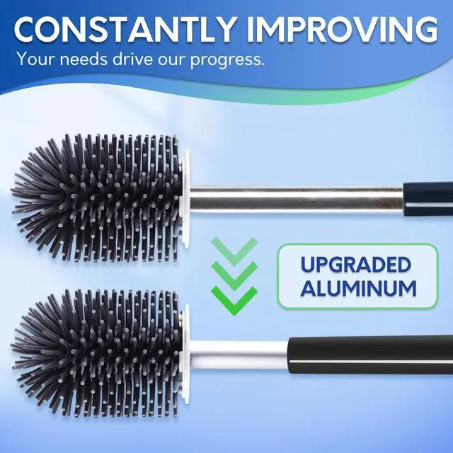 Alt view image 4 of 6 - Toilet Brush and Holder Set, Black Silicone Toilet Bowl Cleaner Brush, Toilet Scrubber Brush with Tweezers for Bathroom Cleaning, RV Accessories and House Organization Must-Haves
