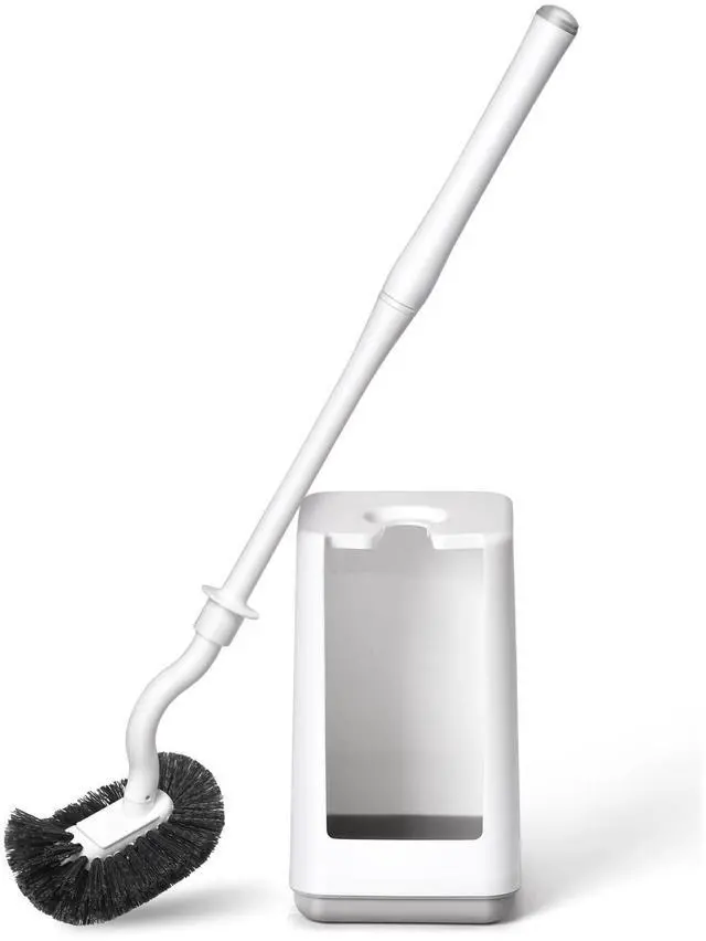 Main image of Toilet Bowl Brush and Holder Sturdy Plastic Long Handled Toilet Brushes for Bathroom with Ventilated Base Easy to Assemble for Deep Cleaning (White 1)