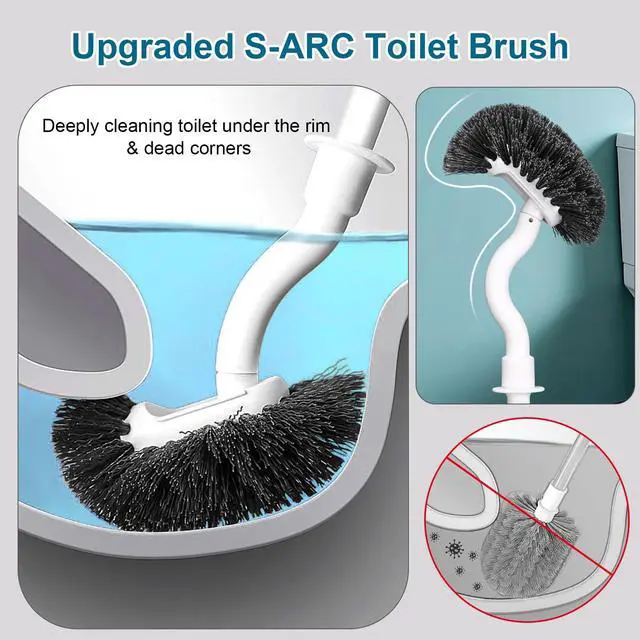 Alt view image 4 of 7 - Toilet Bowl Brush and Holder Sturdy Plastic Long Handled Toilet Brushes for Bathroom with Ventilated Base Easy to Assemble for Deep Cleaning (White 1)