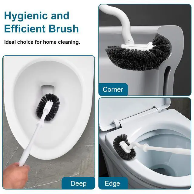 Alt view image 7 of 7 - Toilet Bowl Brush and Holder Sturdy Plastic Long Handled Toilet Brushes for Bathroom with Ventilated Base Easy to Assemble for Deep Cleaning (White 1)