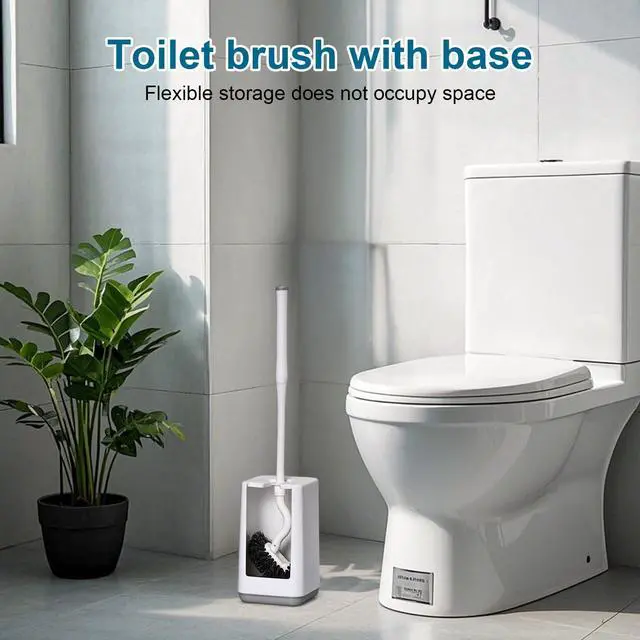 Alt view image 2 of 7 - Toilet Bowl Brush and Holder Sturdy Plastic Long Handled Toilet Brushes for Bathroom with Ventilated Base Easy to Assemble for Deep Cleaning (White 1)